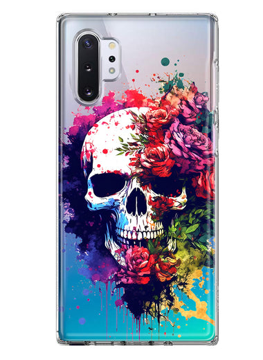 Samsung Galaxy Note 10 Fantasy Skull Red Purple Roses Hybrid Protective Phone Case Cover