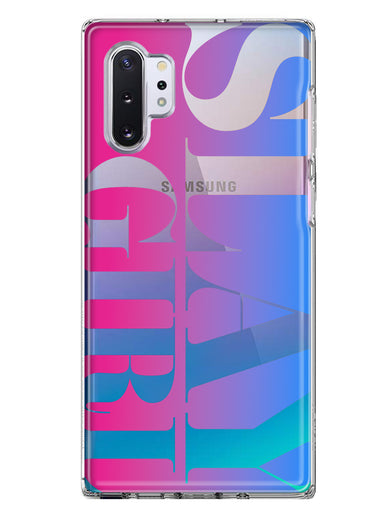 Samsung Galaxy Note 10 Pink Blue Clear Funny Text Quote Slay Girl Hybrid Protective Phone Case Cover