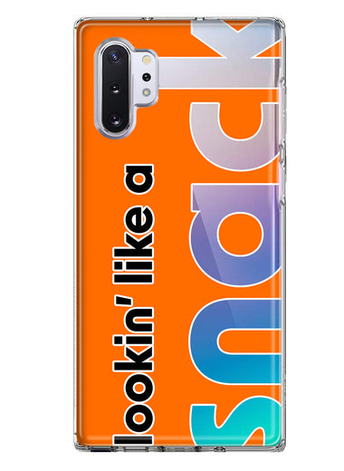 Samsung Galaxy Note 10 Orange Clear Funny Text Quote Snack Hybrid Protective Phone Case Cover