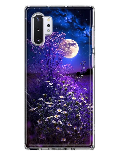Samsung Galaxy Note 10 Spring Moon Night Lavender Flowers Floral Hybrid Protective Phone Case Cover
