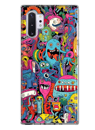 Samsung Galaxy Note 10 Psychedelic Trippy Happy Aliens Characters Hybrid Protective Phone Case Cover