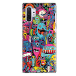 Samsung Galaxy Note 10 Psychedelic Trippy Happy Aliens Characters Hybrid Protective Phone Case Cover