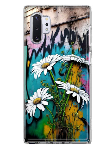 Samsung Galaxy Note 10 White Daisies Graffiti Wall Art Painting Hybrid Protective Phone Case Cover