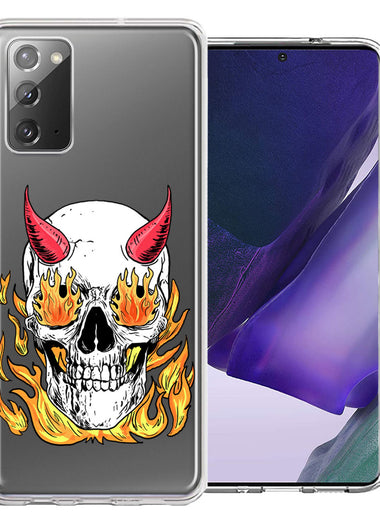 Samsung Galaxy Note 20 Flamming Devil Skull Design Double Layer Phone Case Cover