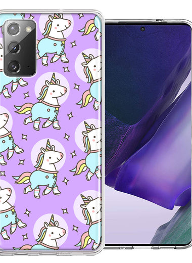 Samsung Galaxy Note 20 Cute Unicorns Purple Design Double Layer Phone Case Cover