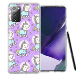 Samsung Galaxy Note 20 Cute Unicorns Purple Design Double Layer Phone Case Cover