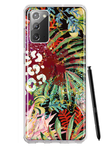 Samsung Galaxy Note 20 Leopard Tropical Flowers Vacation Dreams Hibiscus Floral Hybrid Protective Phone Case Cover