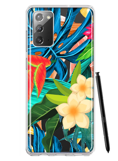 Samsung Galaxy Note 20 Blue Monstera Pothos Tropical Floral Summer Flowers Hybrid Protective Phone Case Cover