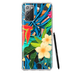 Samsung Galaxy Note 20 Blue Monstera Pothos Tropical Floral Summer Flowers Hybrid Protective Phone Case Cover