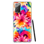 Samsung Galaxy Note 20 Watercolor Paint Summer Rainbow Flowers Bouquet Bloom Floral Hybrid Protective Phone Case Cover