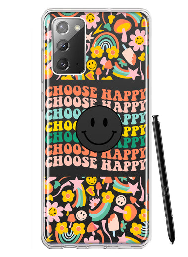 Samsung Galaxy Note 20 Choose Happy Smiley Face Retro Vintage Groovy 70s Style Hybrid Protective Phone Case Cover