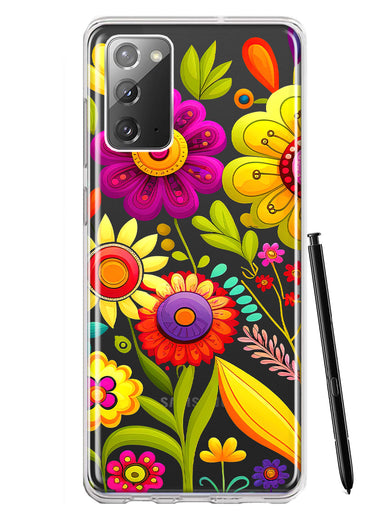 Samsung Galaxy Note 20 Colorful Yellow Pink Folk Style Floral Vibrant Spring Flowers Hybrid Protective Phone Case Cover