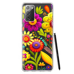 Samsung Galaxy Note 20 Colorful Yellow Pink Folk Style Floral Vibrant Spring Flowers Hybrid Protective Phone Case Cover