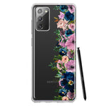 Samsung Galaxy Note 20 Navy Blue Summer Watercolor Floral Classic Purple Flowers Hybrid Protective Phone Case Cover
