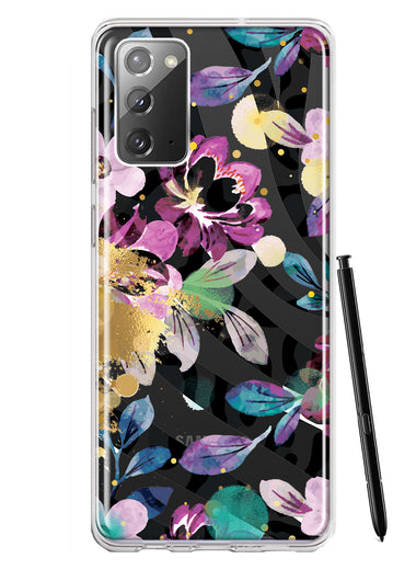 Samsung Galaxy Note 20 Zebra Stripes Tropical Flowers Purple Blue Summer Vibes Hybrid Protective Phone Case Cover
