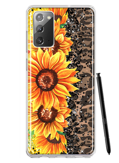 Samsung Galaxy Note 20 Yellow Summer Sunflowers Brown Leopard Honeycomb Hybrid Protective Phone Case Cover
