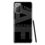 Samsung Galaxy Note 20 Black Clear Funny Text Quote Adulting AF Hybrid Protective Phone Case Cover