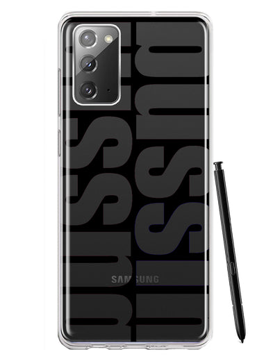 Samsung Galaxy Note 20 Black Clear Funny Text Quote Bussin Hybrid Protective Phone Case Cover