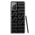 Samsung Galaxy Note 20 Black Clear Funny Text Quote Bussin Hybrid Protective Phone Case Cover