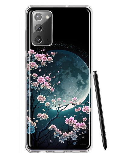 Samsung Galaxy Note 20 Kawaii Manga Pink Cherry Blossom Full Moon Hybrid Protective Phone Case Cover