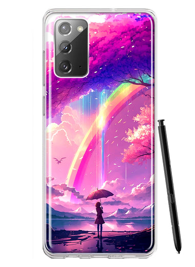 Samsung Galaxy Note 20 Kawaii Manga Pink Cherry Blossom Japanese Rainbow Girl Hybrid Protective Phone Case Cover