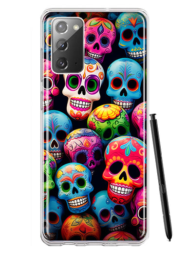 Samsung Galaxy Note 20 Halloween Spooky Colorful Day of the Dead Skulls Hybrid Protective Phone Case Cover