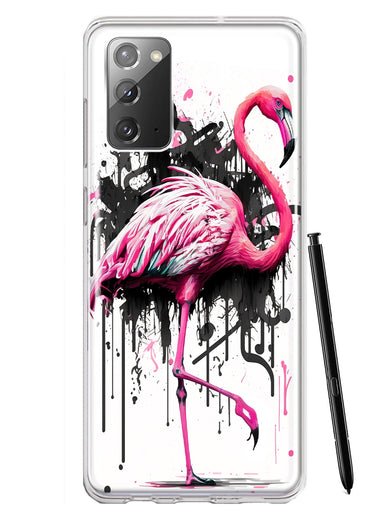 Samsung Galaxy Note 20 Pink Flamingo Painting Graffiti Hybrid Protective Phone Case Cover