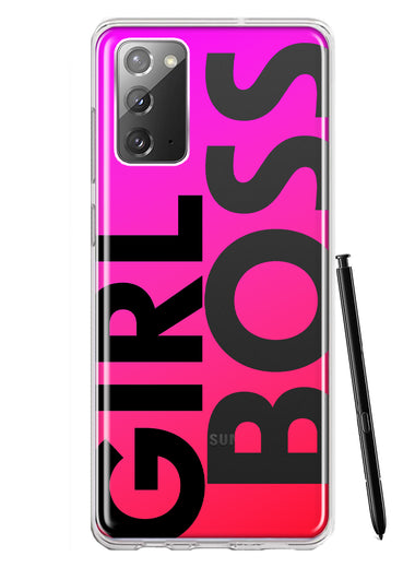 Samsung Galaxy Note 20 Pink Clear Funny Text Quote Girl Boss Hybrid Protective Phone Case Cover