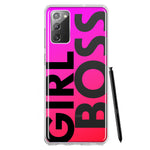 Samsung Galaxy Note 20 Pink Clear Funny Text Quote Girl Boss Hybrid Protective Phone Case Cover