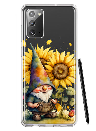 Samsung Galaxy Note 20 Cute Gnome Sunflowers Clear Hybrid Protective Phone Case Cover