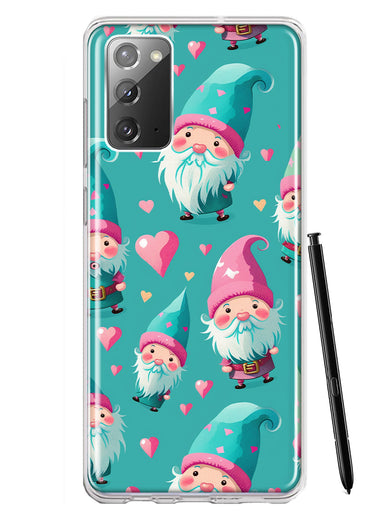 Samsung Galaxy Note 20 Turquoise Pink Hearts Gnomes Hybrid Protective Phone Case Cover