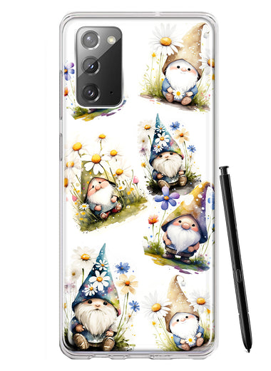Samsung Galaxy Note 20 Cute White Blue Daisies Gnomes Hybrid Protective Phone Case Cover