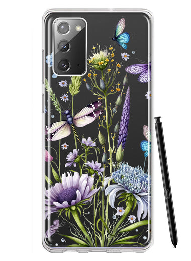 Samsung Galaxy Note 20 Lavender Dragonfly Butterflies Spring Flowers Hybrid Protective Phone Case Cover