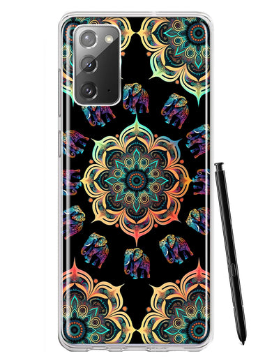 Samsung Galaxy Note 20 Mandala Geometry Abstract Elephant Pattern Hybrid Protective Phone Case Cover