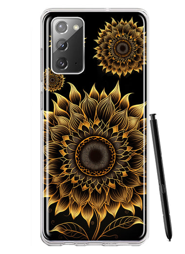 Samsung Galaxy Note 20 Mandala Geometry Abstract Sunflowers Pattern Hybrid Protective Phone Case Cover