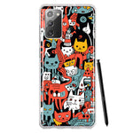 Samsung Galaxy Note 20 Psychedelic Cute Cats Friends Pop Art Hybrid Protective Phone Case Cover