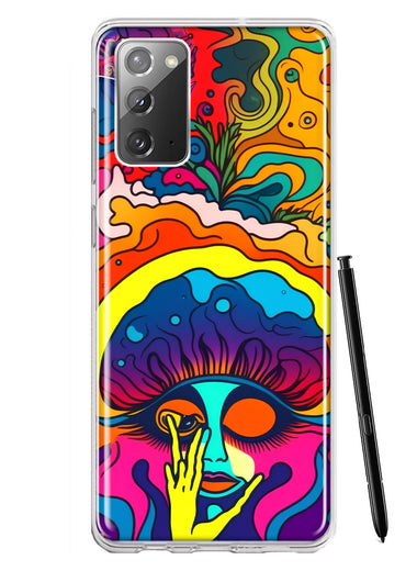 Samsung Galaxy Note 20 Neon Rainbow Psychedelic Trippy Hippie Big Brain Hybrid Protective Phone Case Cover