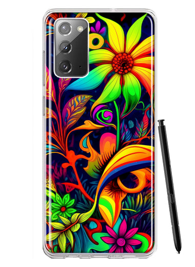Samsung Galaxy Note 20 Neon Rainbow Psychedelic Trippy Hippie Daisy Flowers Hybrid Protective Phone Case Cover
