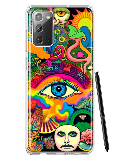 Samsung Galaxy Note 20 Neon Rainbow Psychedelic Trippy Hippie Multiple Eyes Hybrid Protective Phone Case Cover