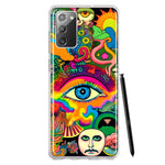 Samsung Galaxy Note 20 Neon Rainbow Psychedelic Trippy Hippie Multiple Eyes Hybrid Protective Phone Case Cover