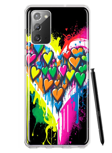 Samsung Galaxy Note 20 Colorful Rainbow Hearts Love Graffiti Painting Hybrid Protective Phone Case Cover