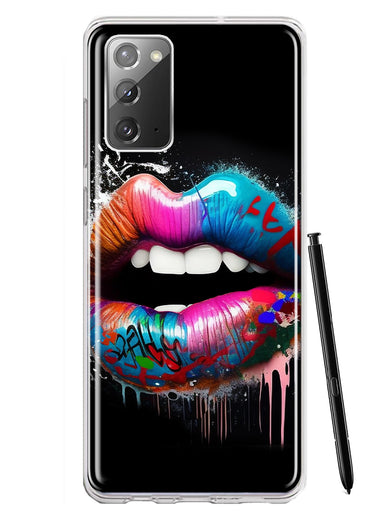 Samsung Galaxy Note 20 Colorful Lip Graffiti Painting Art Hybrid Protective Phone Case Cover