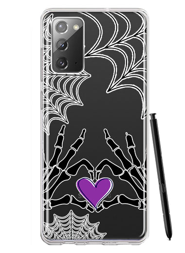 Samsung Galaxy Note 20 Halloween Skeleton Heart Hands Spooky Spider Web Hybrid Protective Phone Case Cover