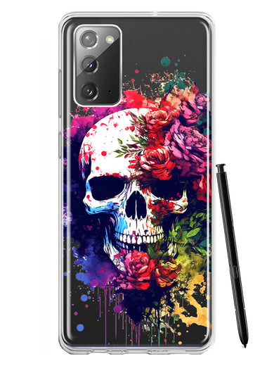 Samsung Galaxy Note 20 Fantasy Skull Red Purple Roses Hybrid Protective Phone Case Cover