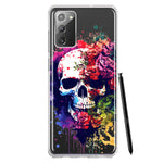 Samsung Galaxy Note 20 Fantasy Skull Red Purple Roses Hybrid Protective Phone Case Cover