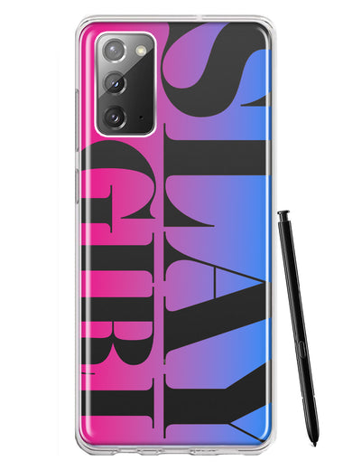 Samsung Galaxy Note 20 Pink Blue Clear Funny Text Quote Slay Girl Hybrid Protective Phone Case Cover