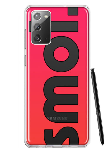 Samsung Galaxy Note 20 Red Pink Clear Funny Text Quote Smol Hybrid Protective Phone Case Cover