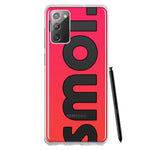 Samsung Galaxy Note 20 Red Pink Clear Funny Text Quote Smol Hybrid Protective Phone Case Cover