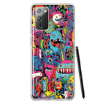 Samsung Galaxy Note 20 Psychedelic Trippy Happy Aliens Characters Hybrid Protective Phone Case Cover