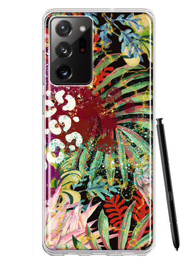 Samsung Galaxy Note 20 Ultra Leopard Tropical Flowers Vacation Dreams Hibiscus Floral Hybrid Protective Phone Case Cover